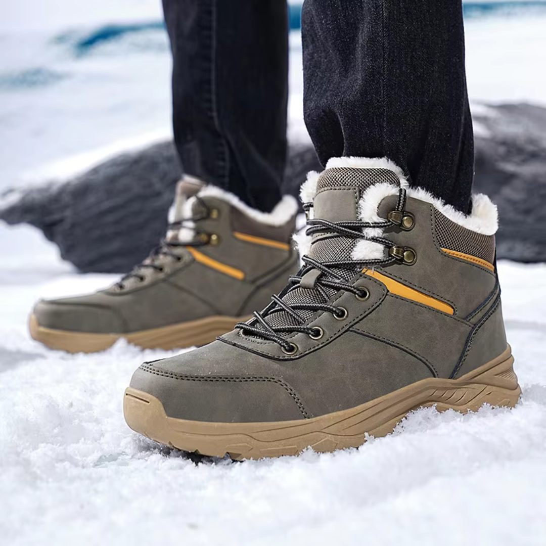 Men’s Waterproof Winter Hiking Shoes Warm Plush Lined Boots