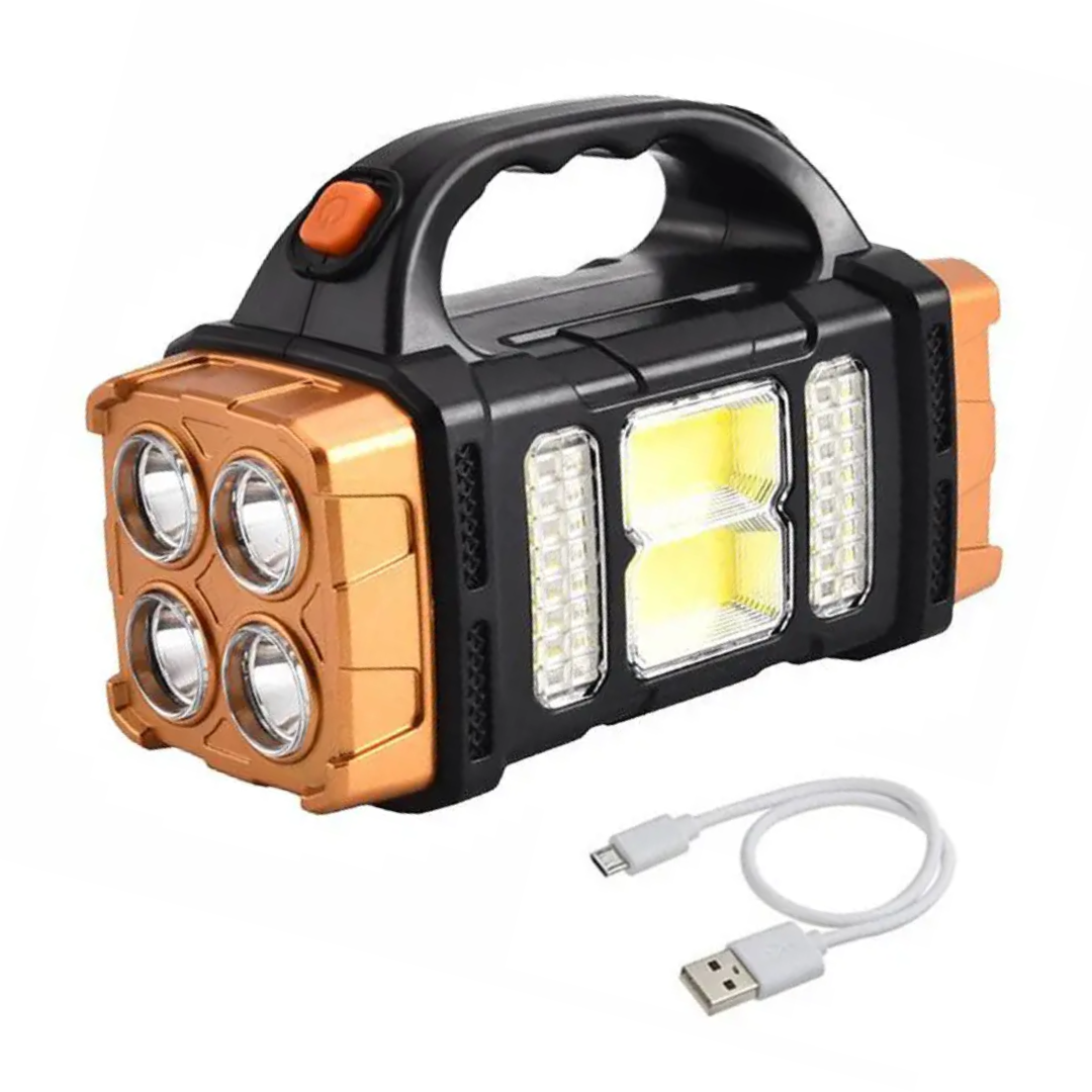 Solar Emergency Flashlight Power Bank Waterproof LED Camping Light