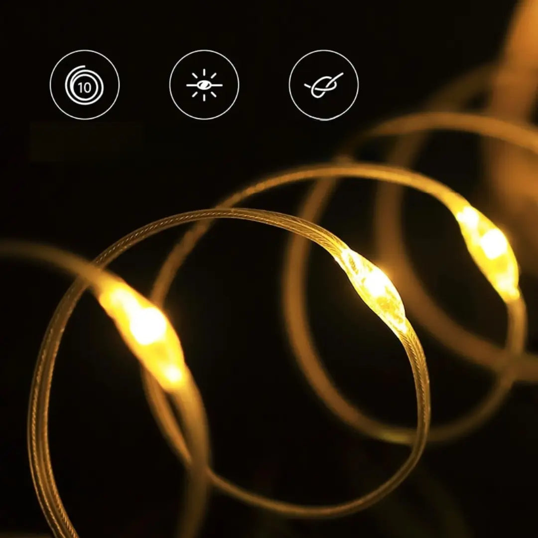 Retractable LED Camping Lights USB Rechargeable Waterproof String Lamp