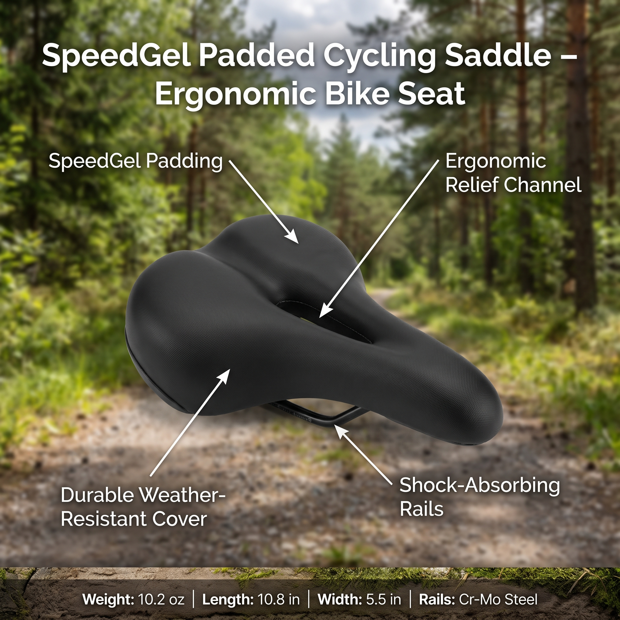 SpeedGel Padded Cycling Saddle – Ergonomic Bike Seat