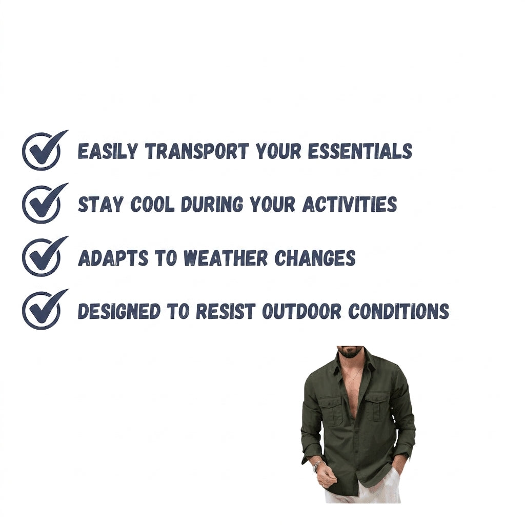Men's Convertible Breathable Hiking Shirt with Zip-Off Sleeves