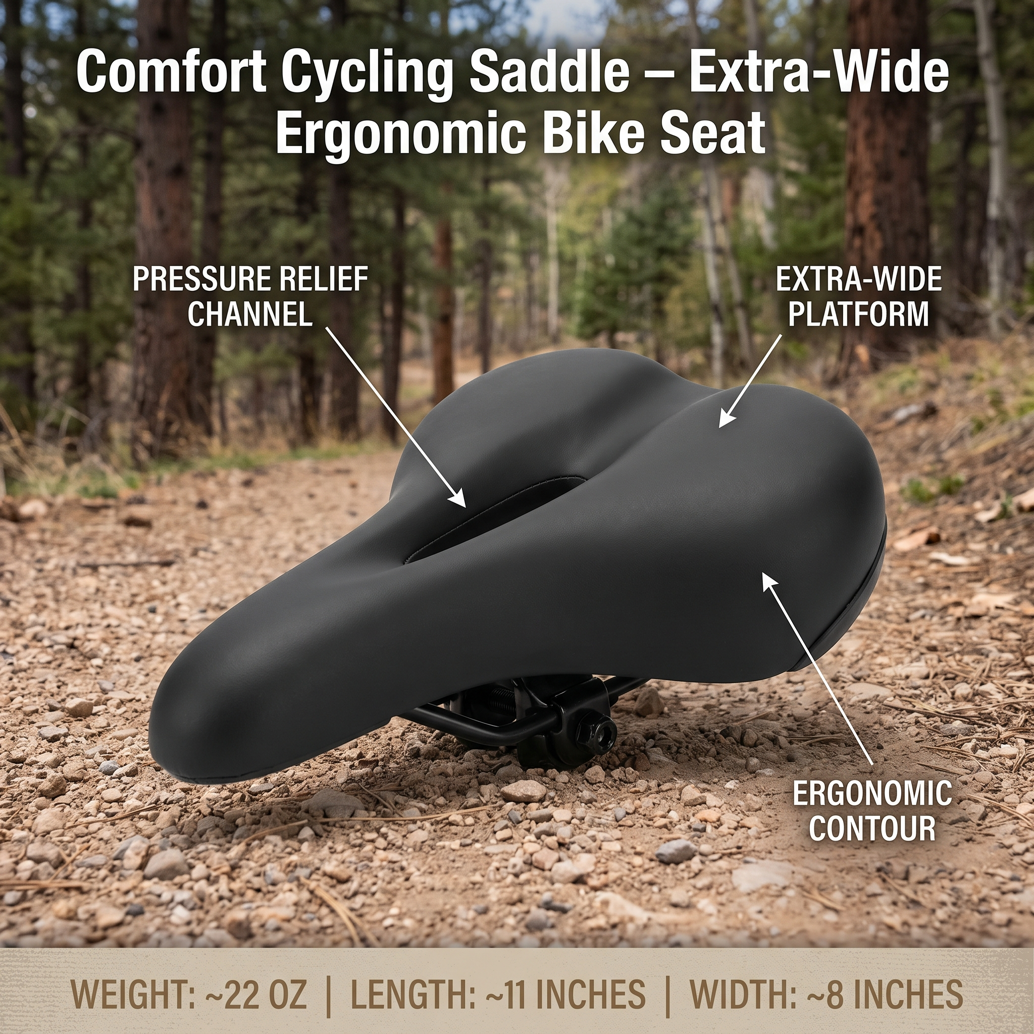 Comfort Cycling Saddle – Extra-Wide Ergonomic Bike Seat