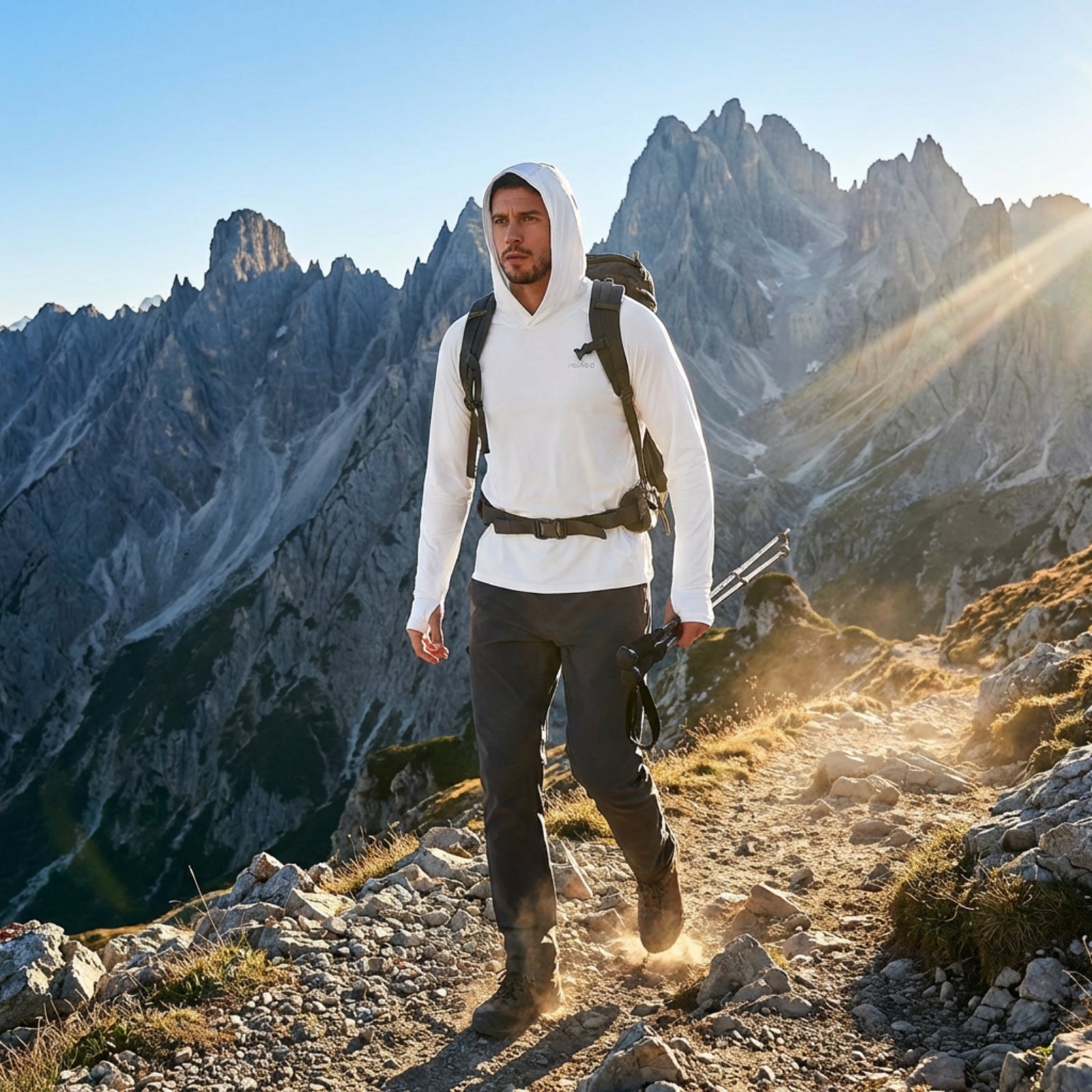 Men's Hiking Sun Shirt UPF 50+ Hooded Tee