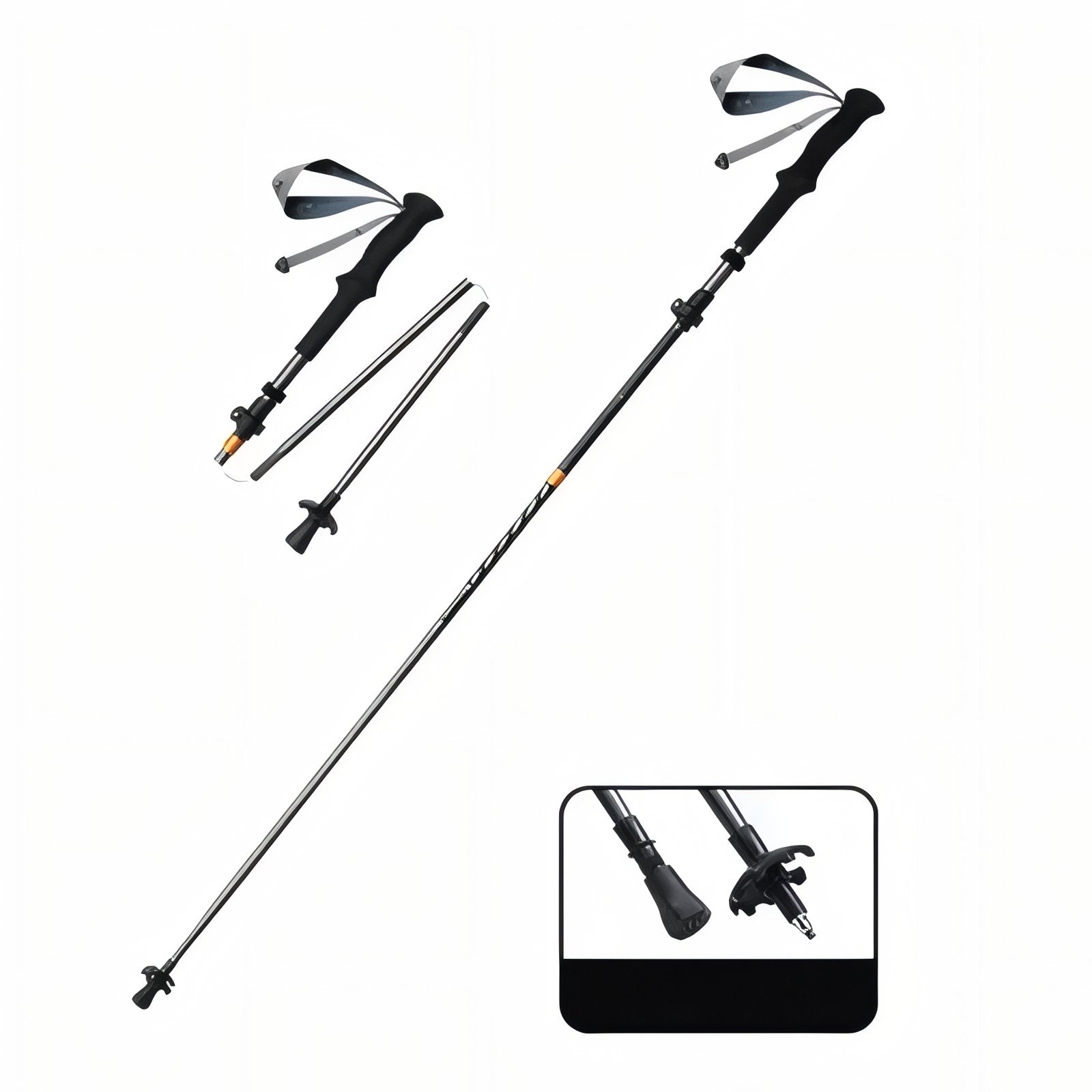 Carbon Fiber Folding Trekking Pole Lightweight Hiking Trail Stick