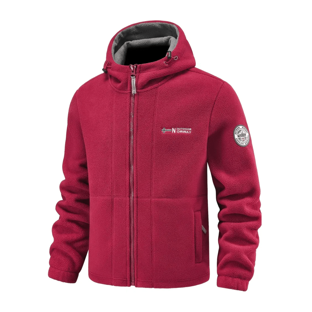 Men's Windproof Fleece Jacket Warm Breathable Hooded Outdoor Coat