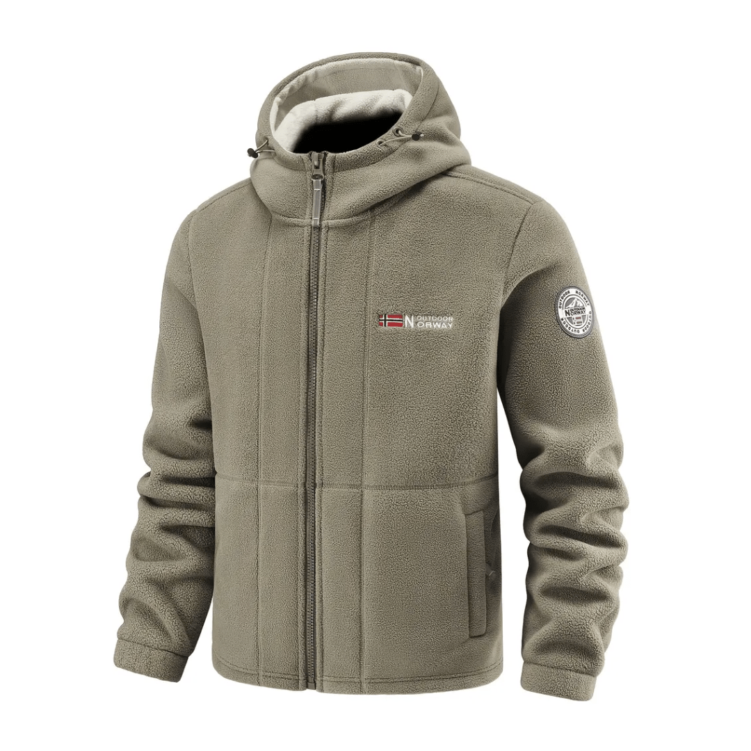 Men's Windproof Fleece Jacket Warm Breathable Hooded Outdoor Coat
