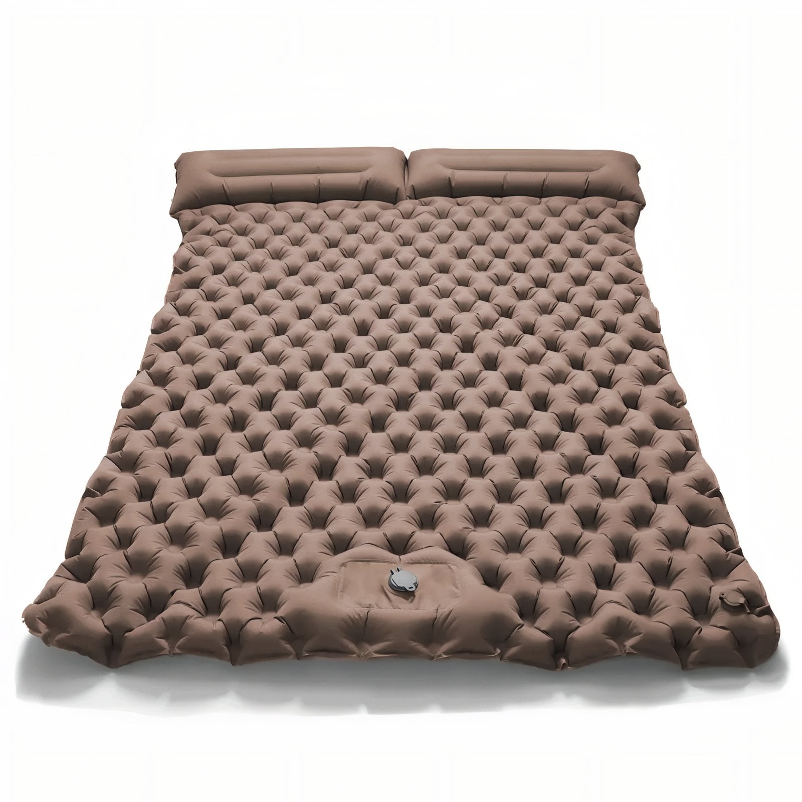 Two-Person Inflatable Sleeping Pad Camping Mat with Built-In Pillows