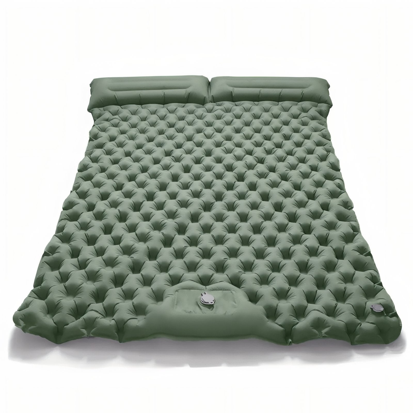 Two-Person Inflatable Sleeping Pad Camping Mat with Built-In Pillows