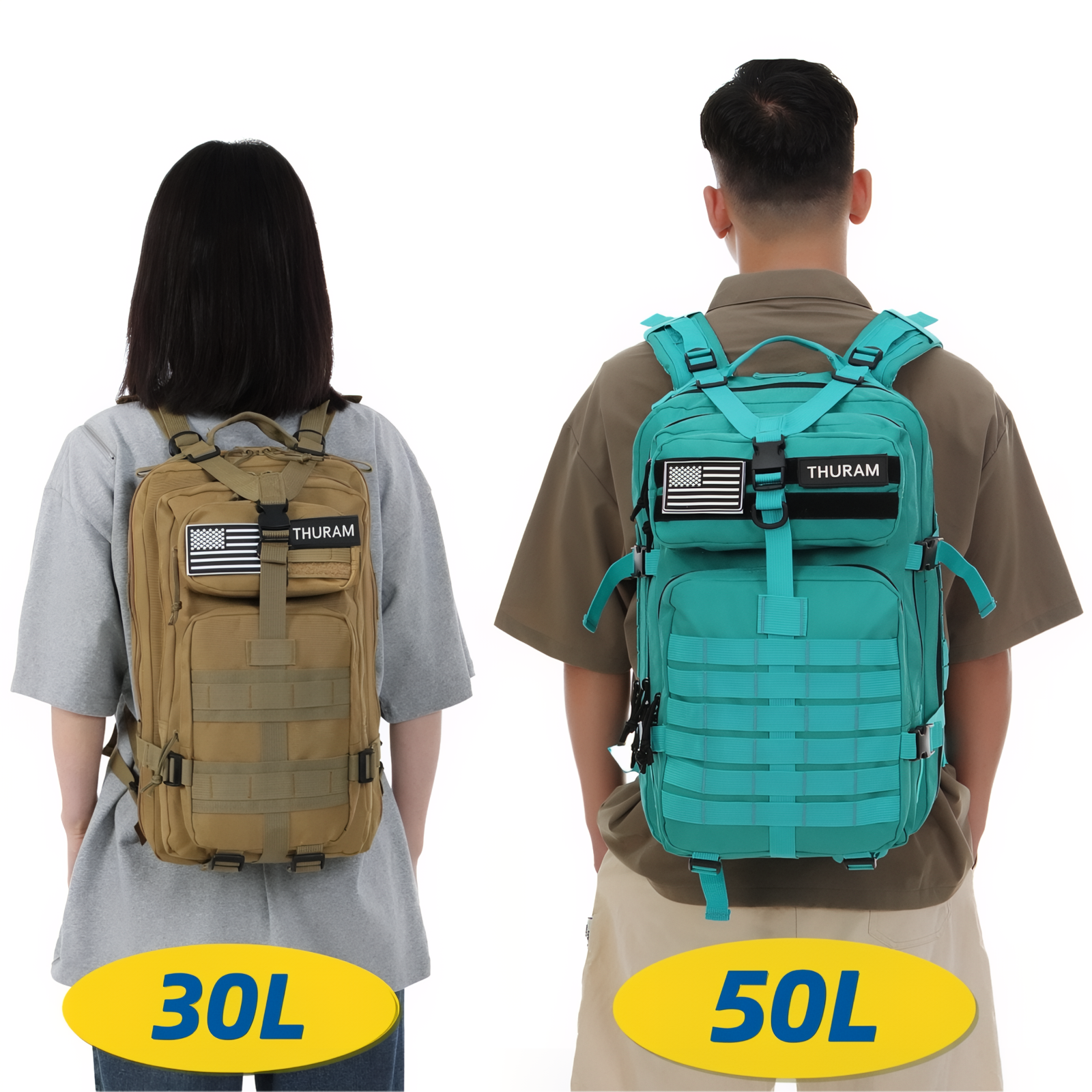 Waterproof Tactical Backpack Military Hiking Rucksack 30L 50L