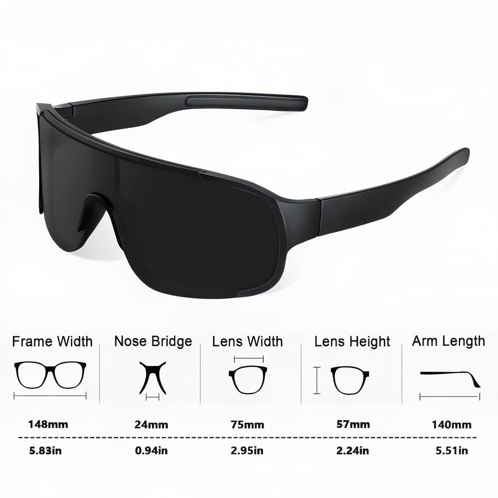 Hiking Sunglasses UV400 Protective Wraparound Outdoor Trail Eyewear