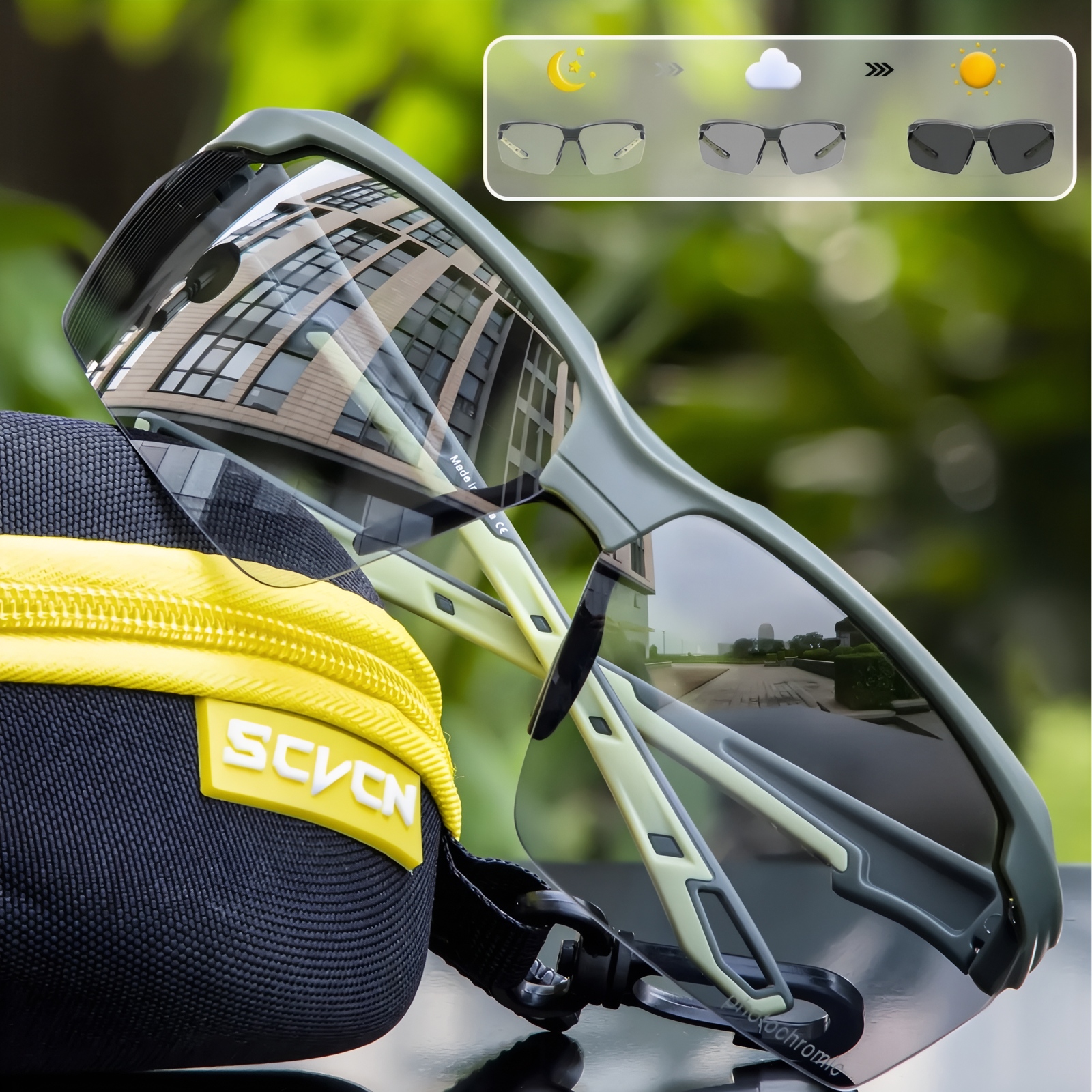 Photochromic Hiking Sunglasses Lightweight UV400 Trail Riding Eyewear