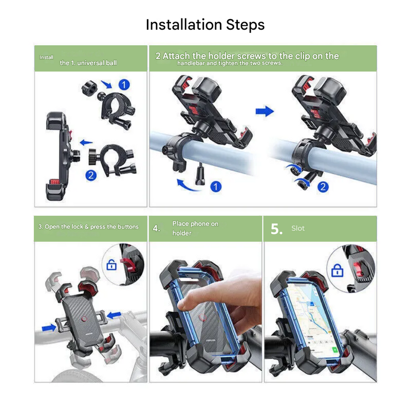 Bicycle Phone Holder 360 Rotation Secure Mount Universal Handlebar Clamp – product view 7 | Great Lakes Outdoor