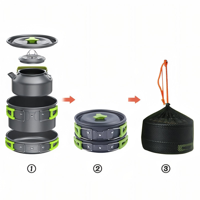 Camping Cookware Set 2-Person Lightweight Backpacking Mess Kit – product view 5 | Great Lakes Outdoor