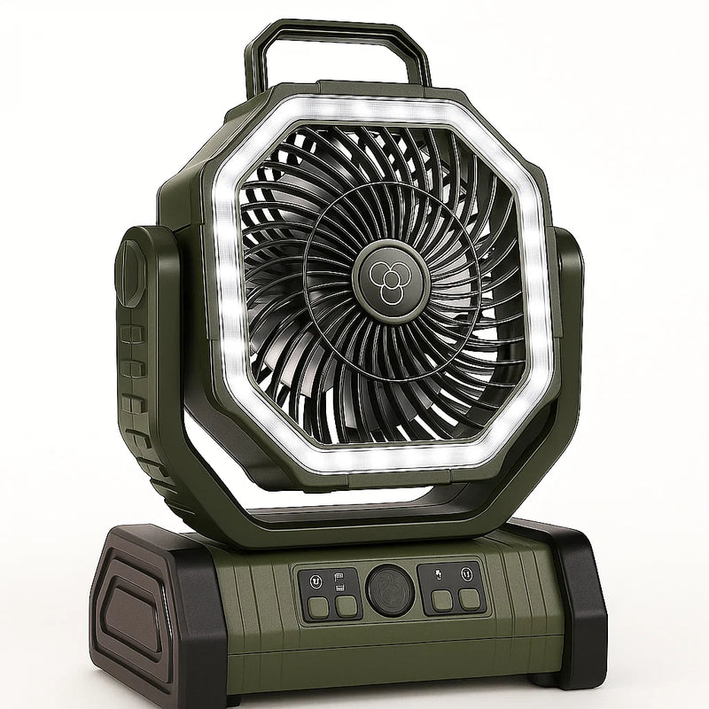 Camping Fan with Light Rechargeable 3 in 1 Portable Outdoor Fan – product view 4 | Great Lakes Outdoor