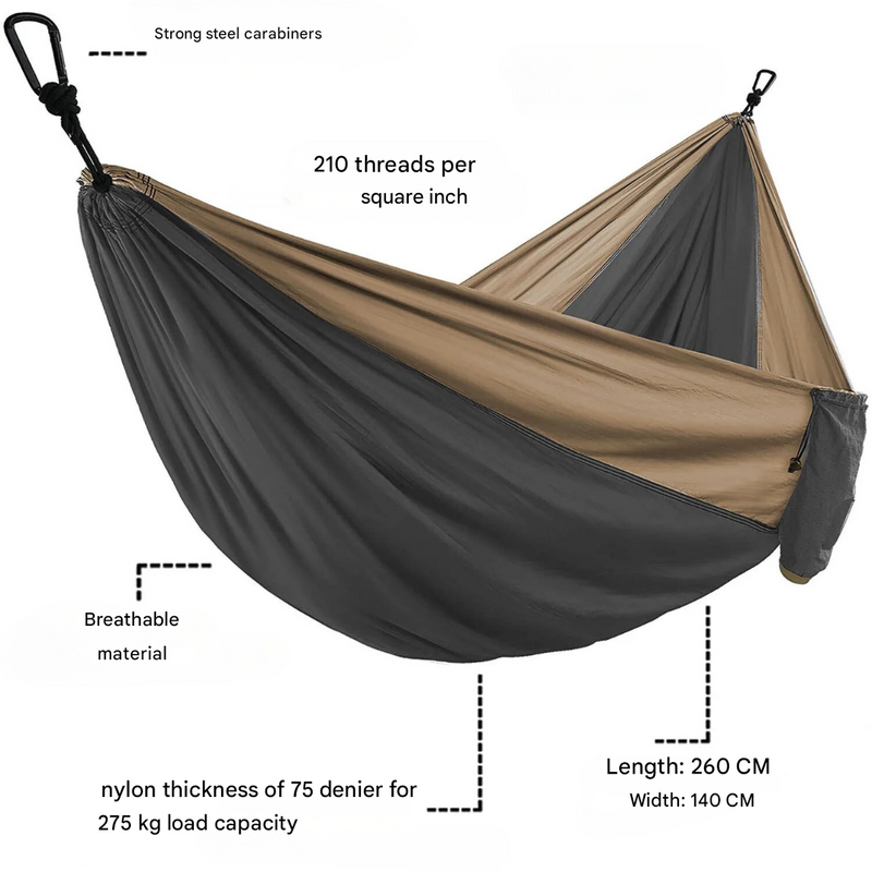 Camping Hammock XXL Lightweight Parachute Fabric Portable Outdoor Hammock – product view 3 | Great Lakes Outdoor