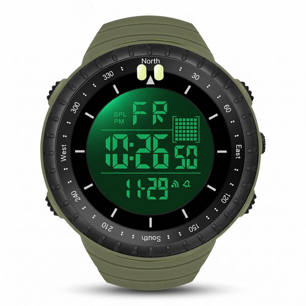Digital Outdoor Watch Waterproof 50M Compass Alarm Sports Timepiece