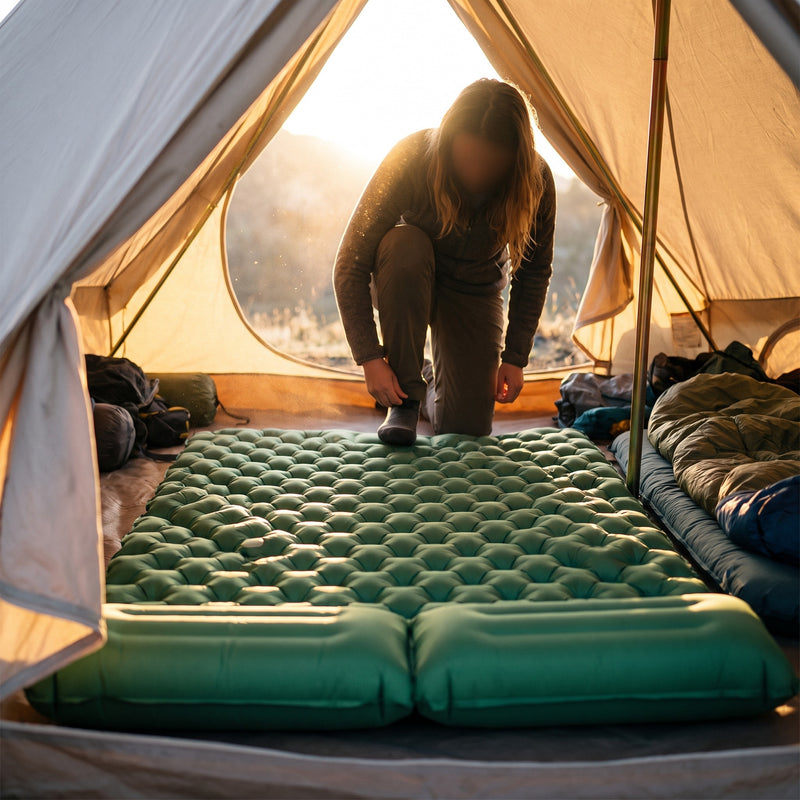 Double Air Mattress Built In Pump 40D Nylon Camping Sleeping Pad, product photo 3