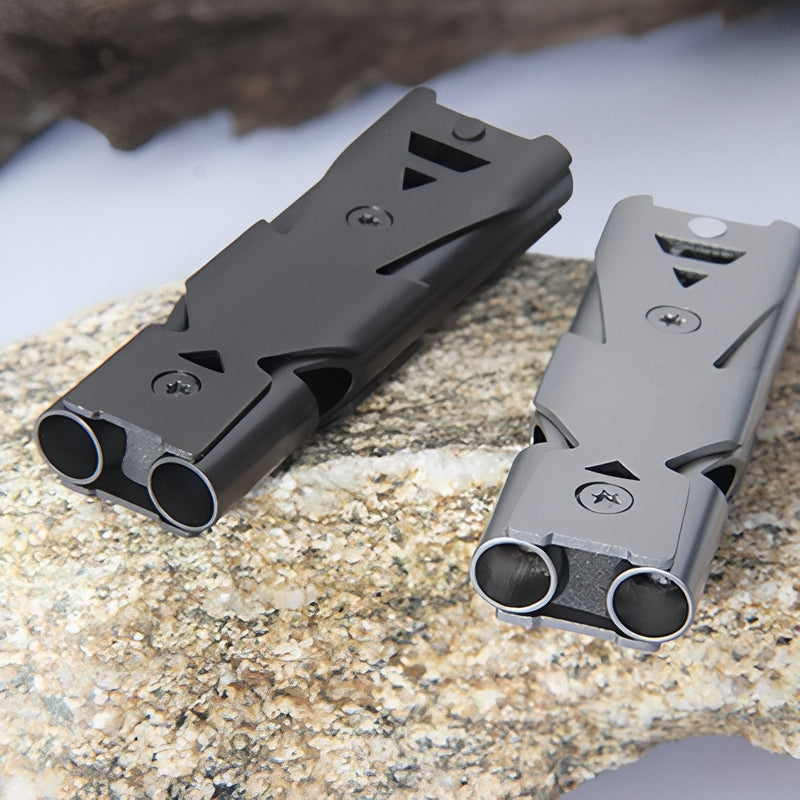 Double Tube Emergency Survival Whistle Loud 180dB Keychain Signal – product view 6 | Great Lakes Outdoor