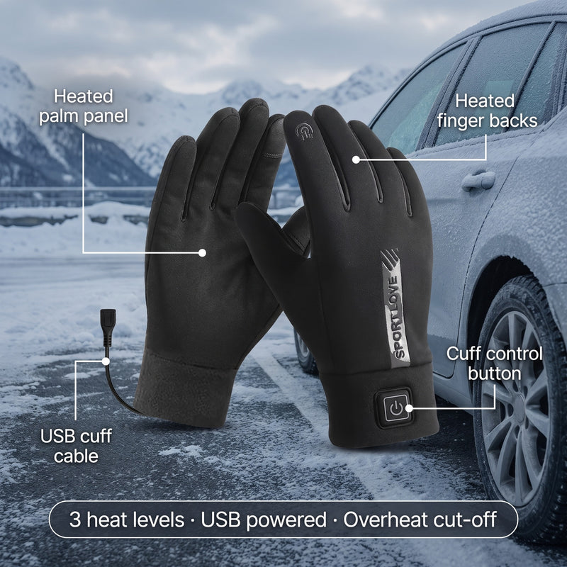 Dual Side USB Heated Gloves 3 Heat Levels Timer Electric Hand Warmers, product photo 2