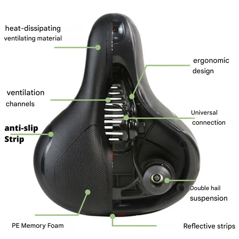Ergonomic Bike Saddle Memory Foam Comfortable Bicycle Seat – product view 5 | Great Lakes Outdoor