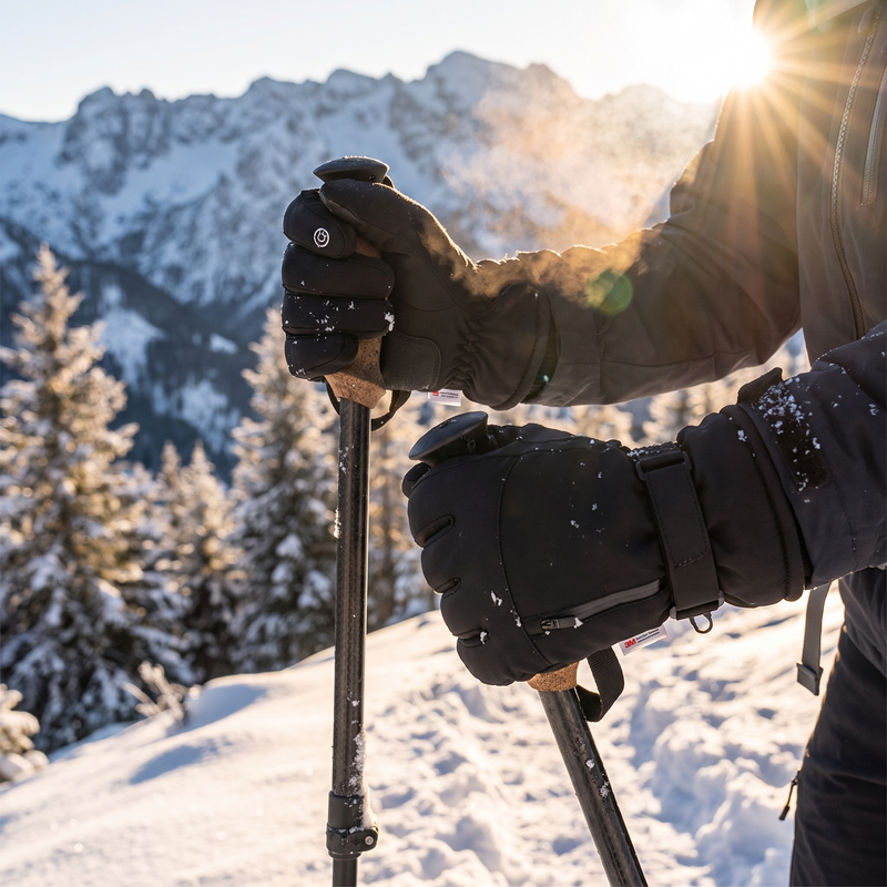 Extreme Cold Weather Hiking Gloves Waterproof Winter Trekking Gloves shown in a styled home setting | Great Lakes Outdoor