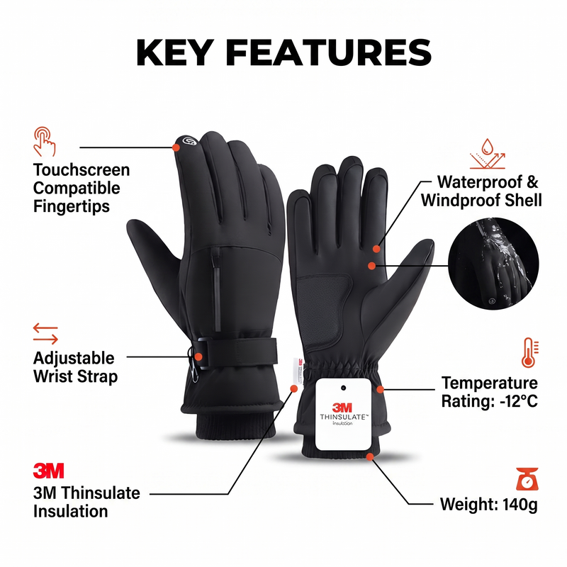 Extreme Cold Weather Hiking Gloves Waterproof Winter Trekking Gloves – features and specifications overview | Great Lakes Outdoor