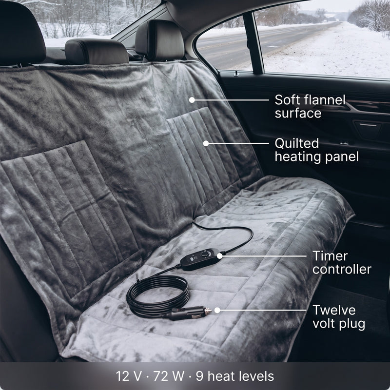 Flannel 12V Heated Car Blanket 9 Heat Levels Timer Travel Throw, product photo 2