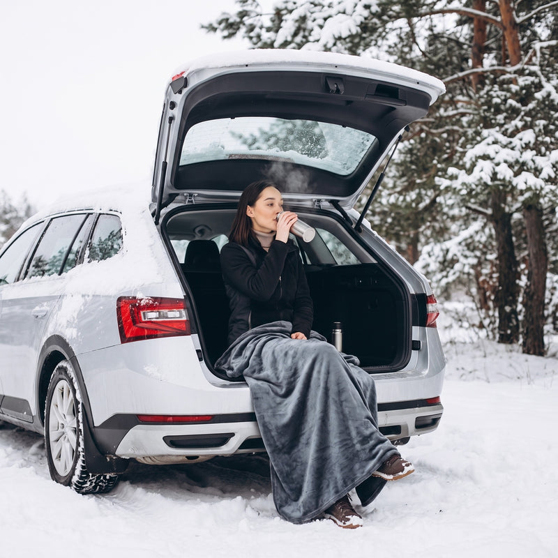 Flannel 12V Heated Car Blanket 9 Heat Levels Timer Travel Throw, product photo 5