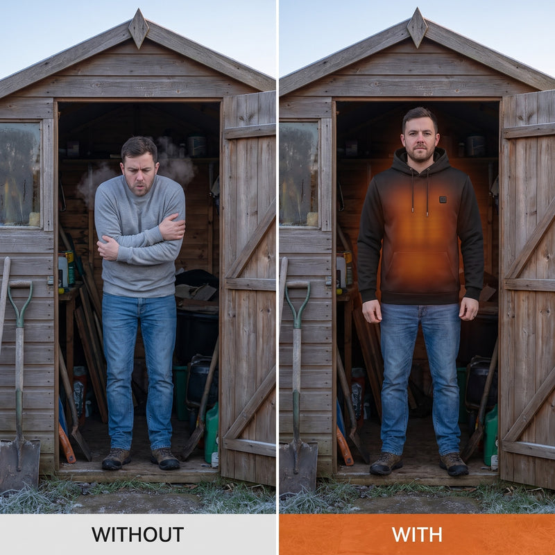 Fleece Lined USB Heated Hoodie 7 Zones Kangaroo Pocket Sweatshirt, product photo 4