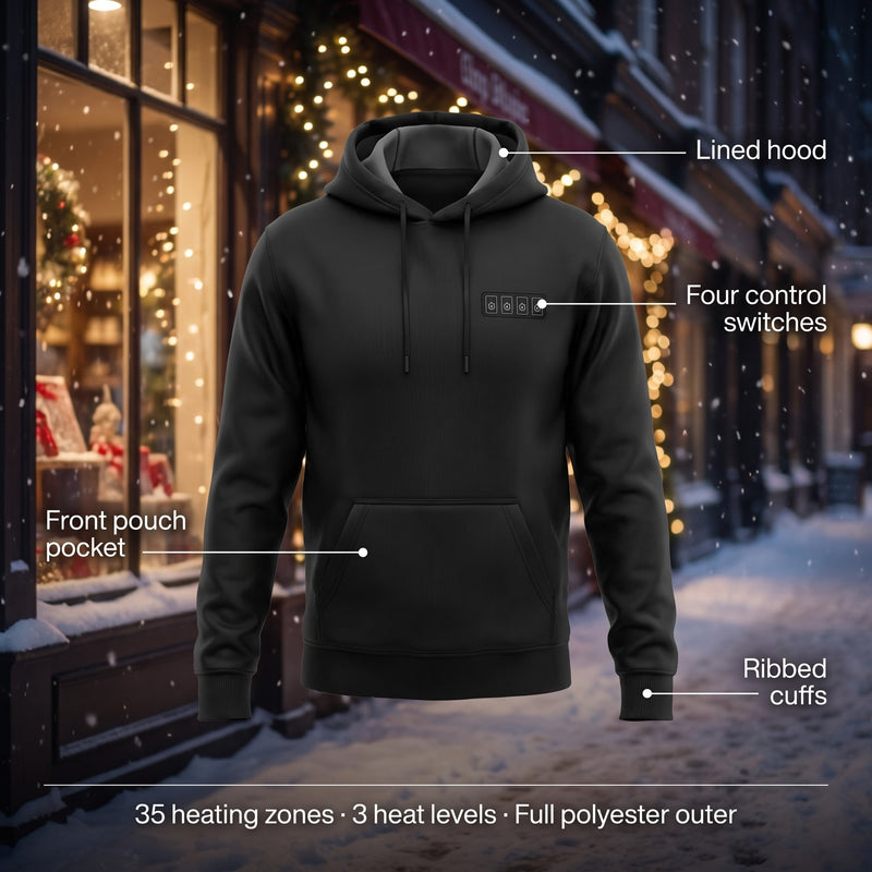 Full Body Heated Hoodie 35 Zones 4 Switches Men's Pullover Sweatshirt, product photo 2
