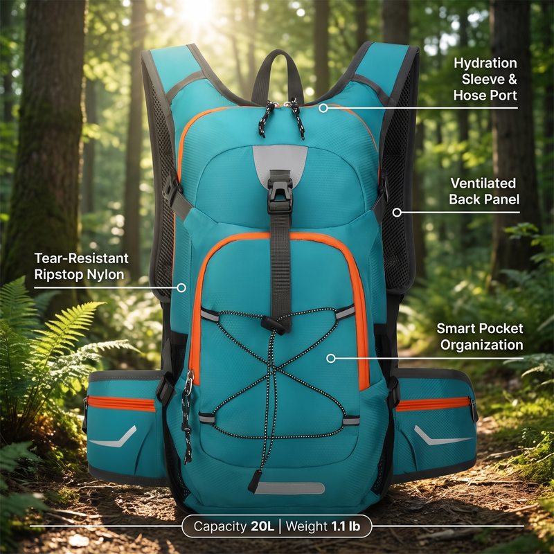 Hiking Hydration Backpack Lightweight Trail and Travel Daypack – product view 2 | Great Lakes Outdoor