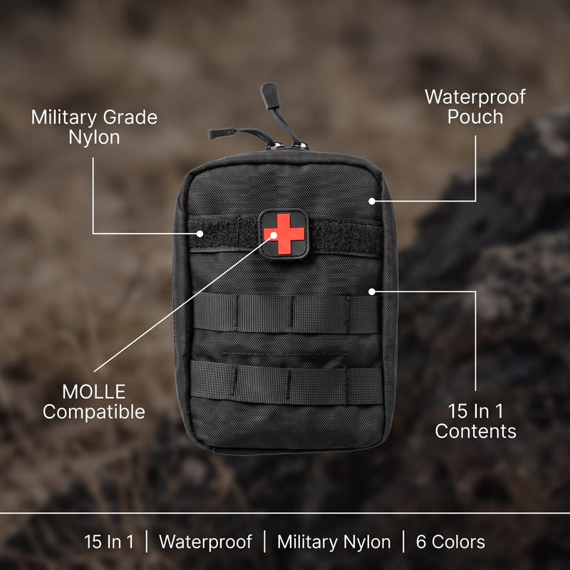 IFAK First Aid Kit 15 In 1 Military Nylon Waterproof Trauma Pouch, product photo 2