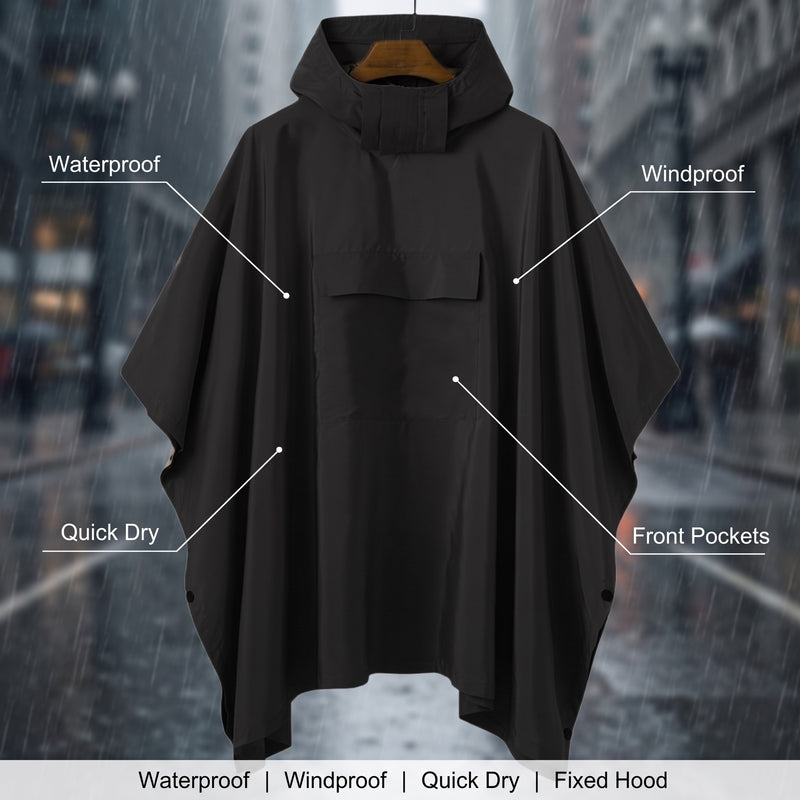 Lightweight Rain Poncho Windproof Quick Dry Hooded Outdoor Cape, product photo 2
