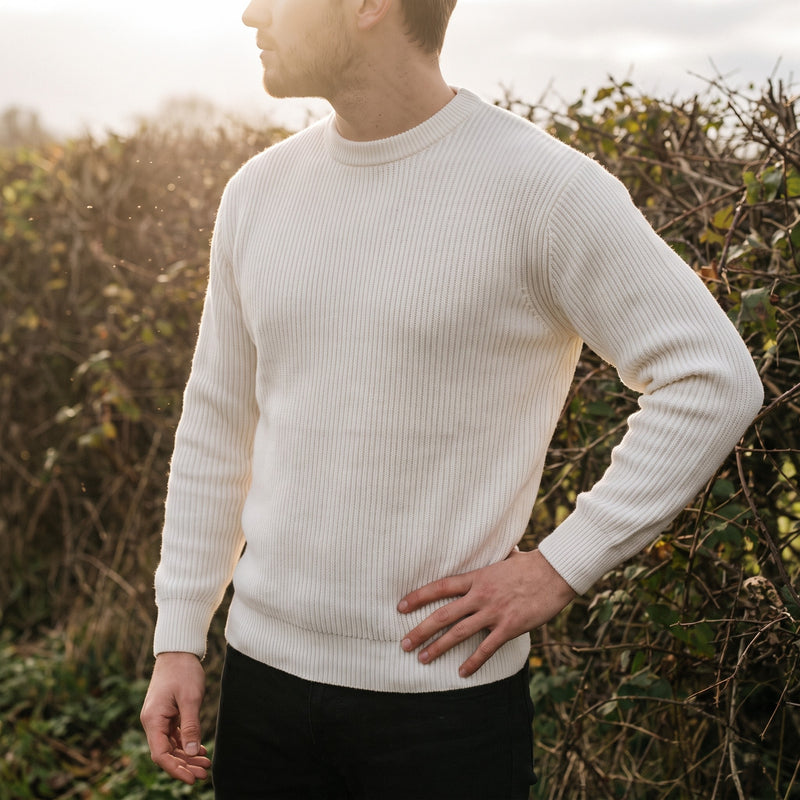 Men's Basic Knit Sweater Crew Neck Ribbed Trim Casual Jumper, product photo 3