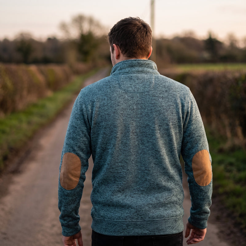 Men's Button Neck Sweatshirt Stand Collar Knit Long Sleeve Jumper, product photo 5