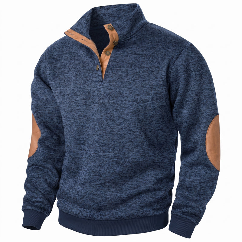 Men's Button Neck Sweatshirt Stand Collar Knit Long Sleeve Jumper, product photo 8