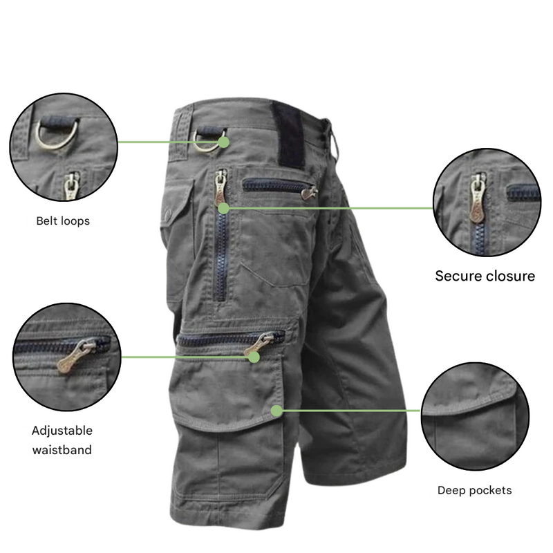 Men’s Cargo Shorts Quick Dry Stretch Outdoor Shorts Zipper Pockets – product view 2 | Great Lakes Outdoor
