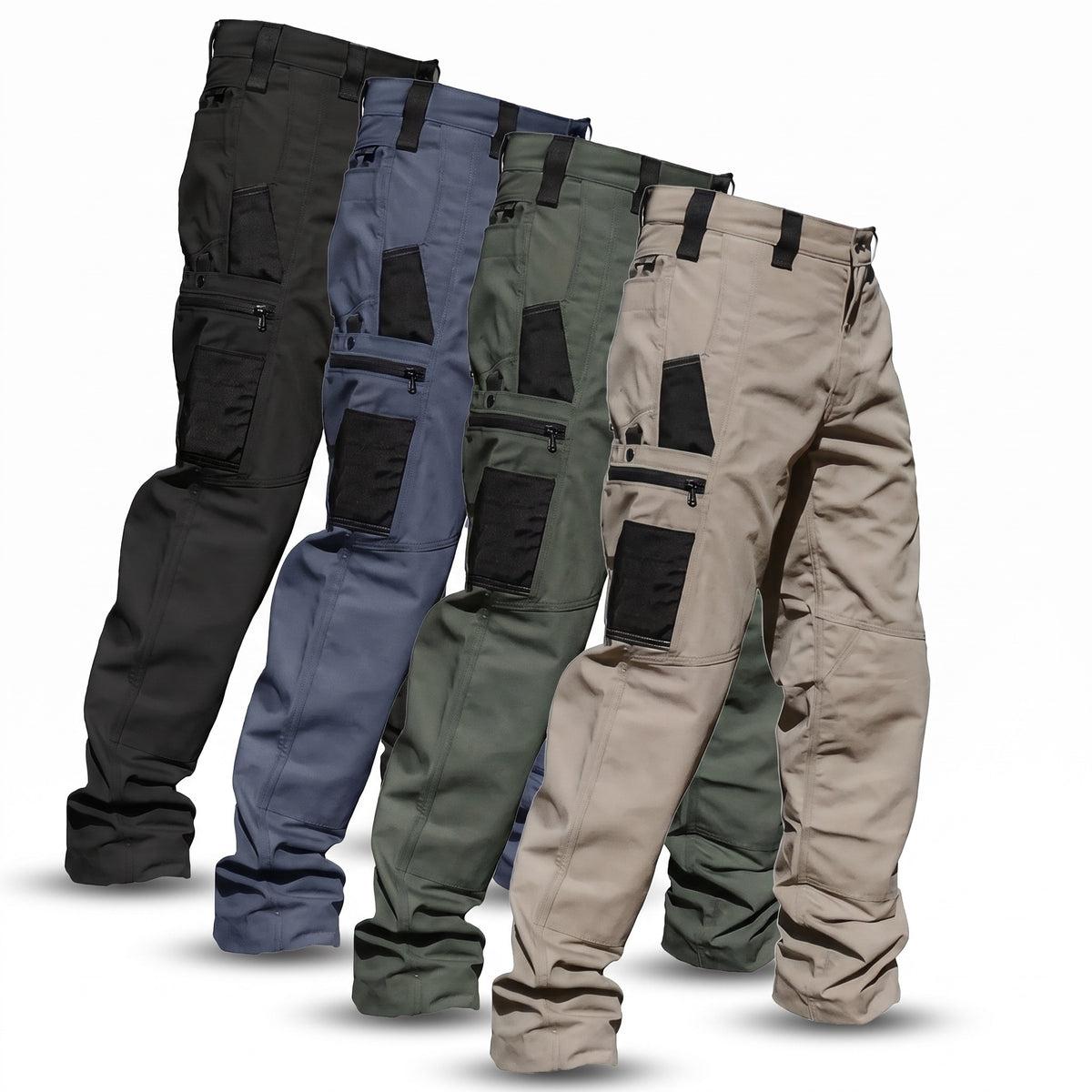 Men's Cargo Trousers Zip Pockets Straight Leg Stretch Weave, product photo 1