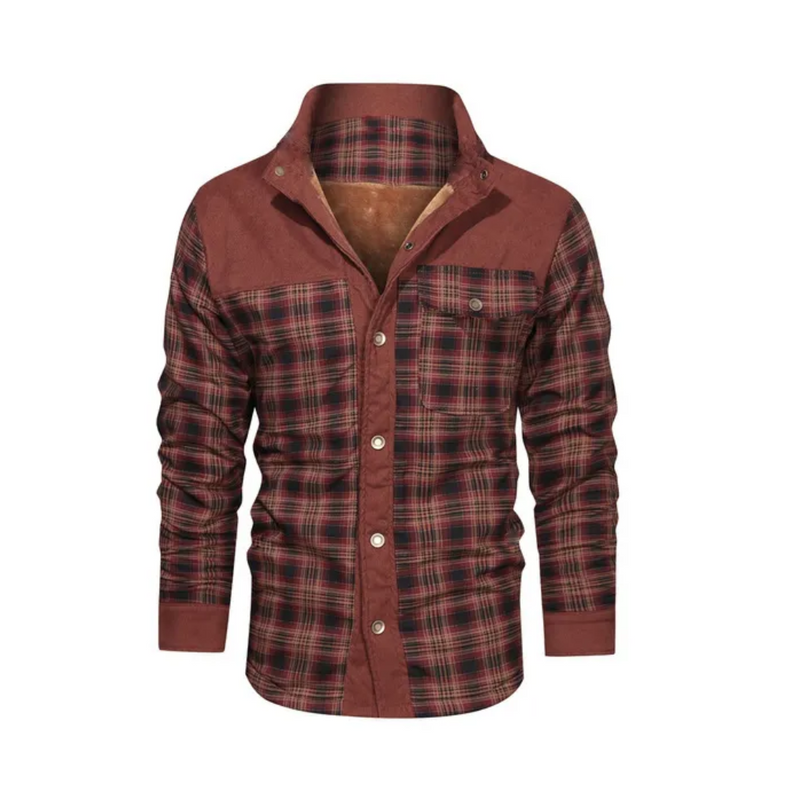 Men’s Checked Outdoor Jacket Lightweight Warm Casual Wool Blend Coat – product view 6 | Great Lakes Outdoor