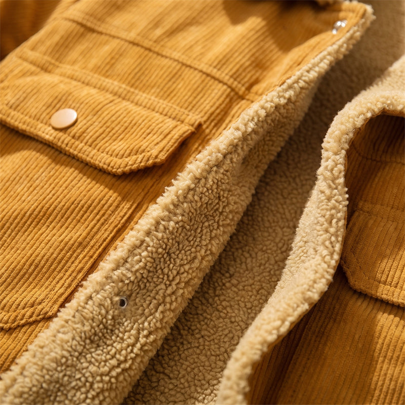 Men’s Corduroy Shirt Jacket Sherpa Fleece Lined Spread Collar, product photo 4