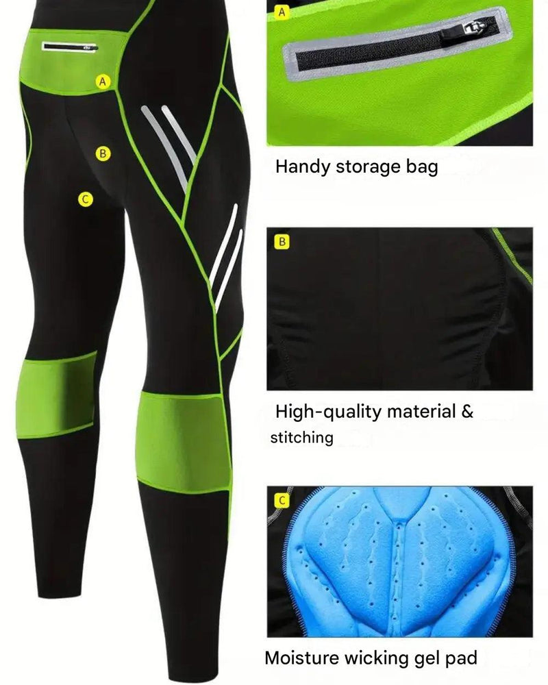 Men’s Cycling Shorts Long Gel Padded Breathable Bike Tights – product view 8 | Great Lakes Outdoor