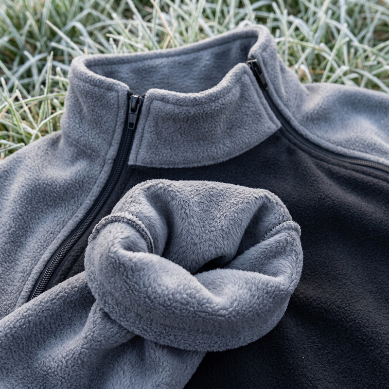 Men's Double Faced Fleece Pullover Stand Collar Zip Loose Fit, product photo 4