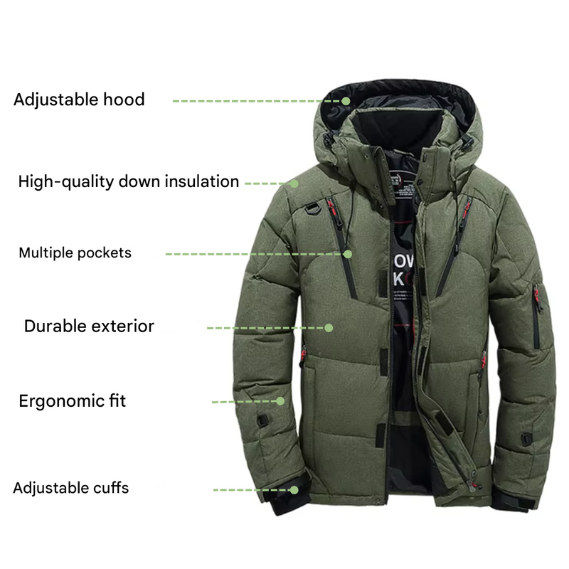 Men’s Down Jacket Waterproof Windproof Winter Insulated Coat – product view 7 | Great Lakes Outdoor