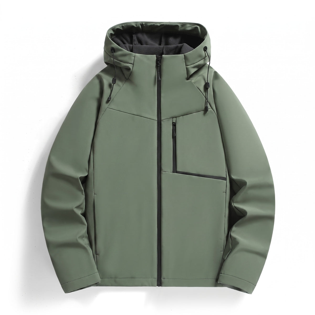 Men’s Fleece Lined Hooded Jacket Wind Resistant Zip Pockets, product photo 1