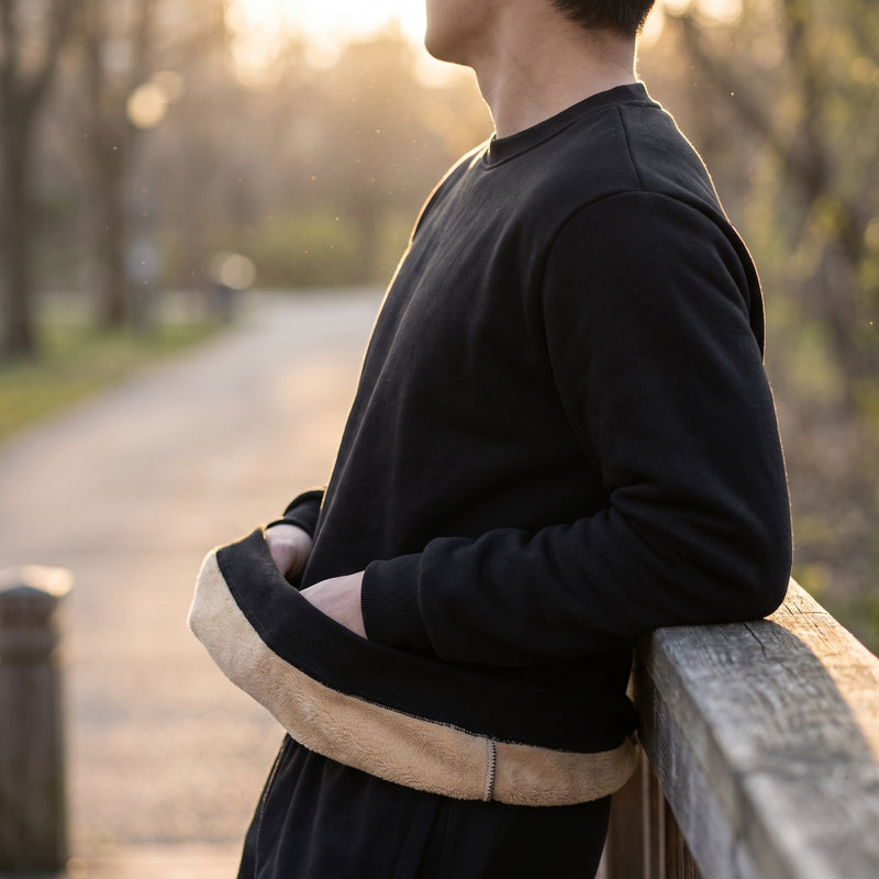 Men's Fleece Lined Sweatshirt Crew Neck Long Sleeve Winter Pullover, product photo 3