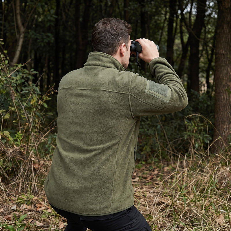 Men's Fleece Lined Tactical Pullover Stand Collar Side Zip Pockets, product photo 5