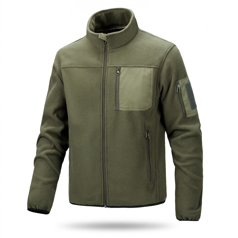 Men's Fleece Lined Tactical Pullover Stand Collar Side Zip Pockets, product photo 6