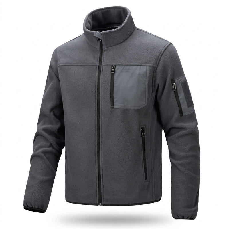 Men's Fleece Lined Tactical Pullover Stand Collar Side Zip Pockets, product photo 8