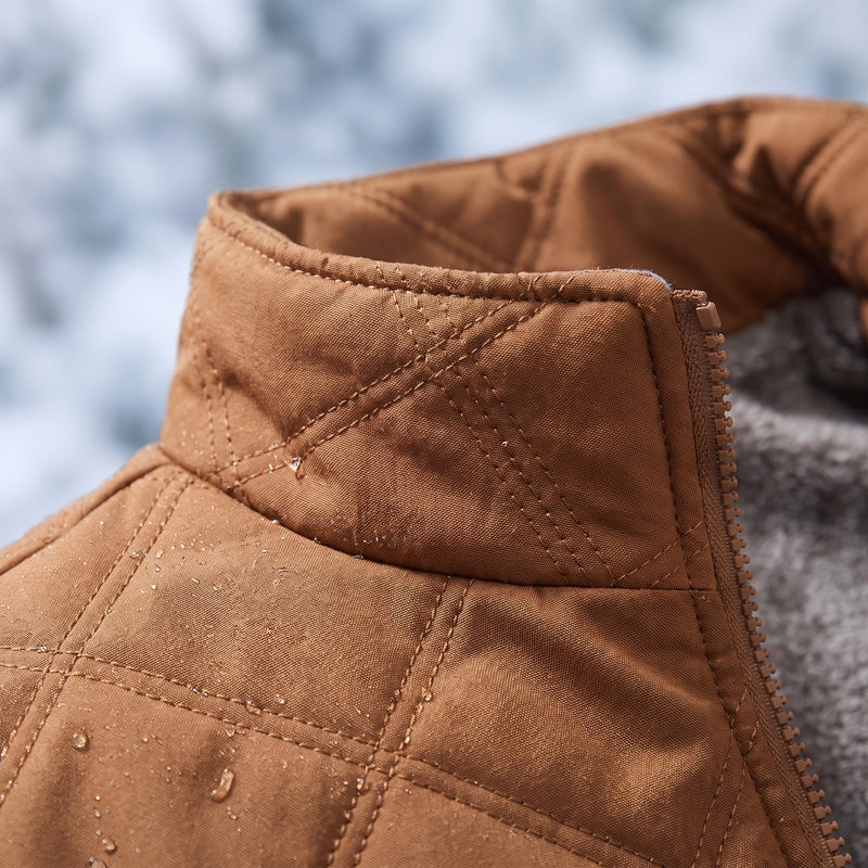 Men’s Fleece Lined Winter Jacket Quilted Windproof Stand Collar, product photo 4