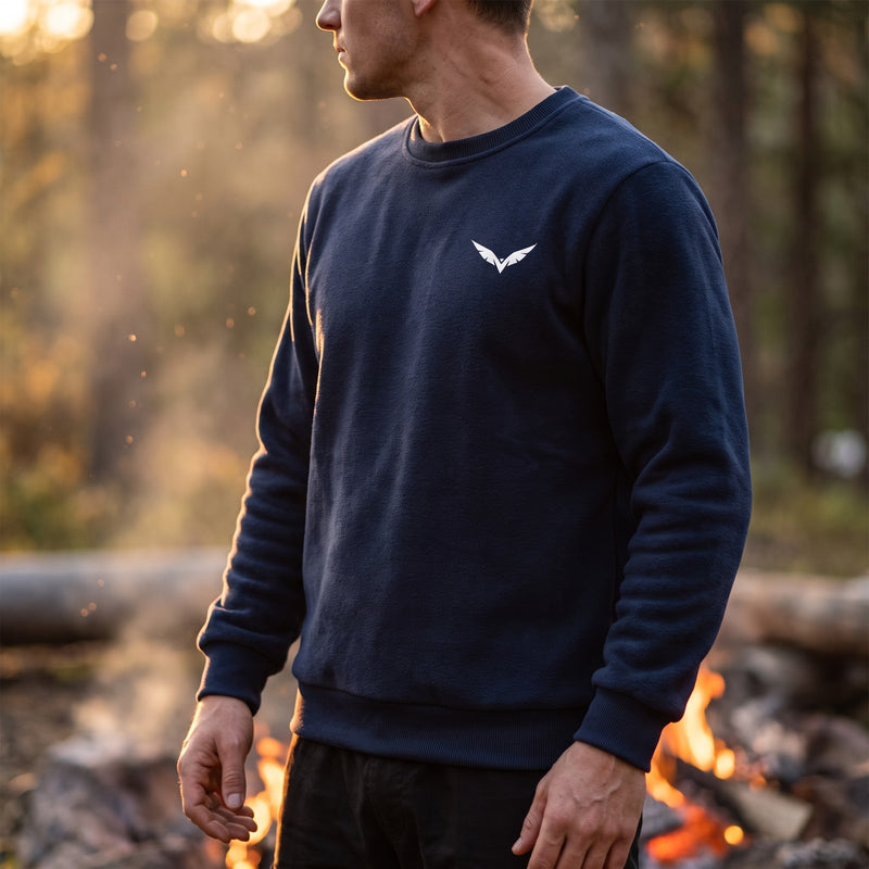 Men's Fleece Sweatshirt Crew Neck Wing Print Soft Lined Pullover, product photo 3